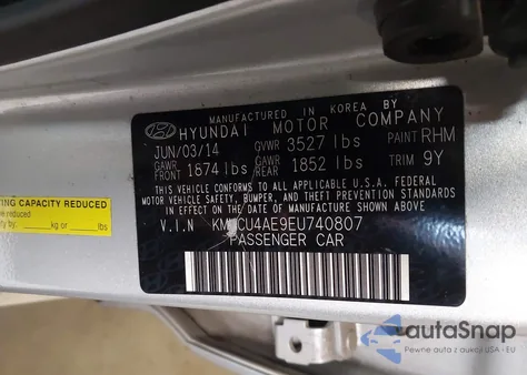 2014 Hyundai Accent Gls из США, поврежденный, VIN KMHCU4AE9EU740807